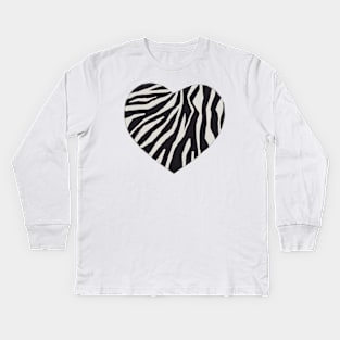 Zebra Print Heart Kids Long Sleeve T-Shirt